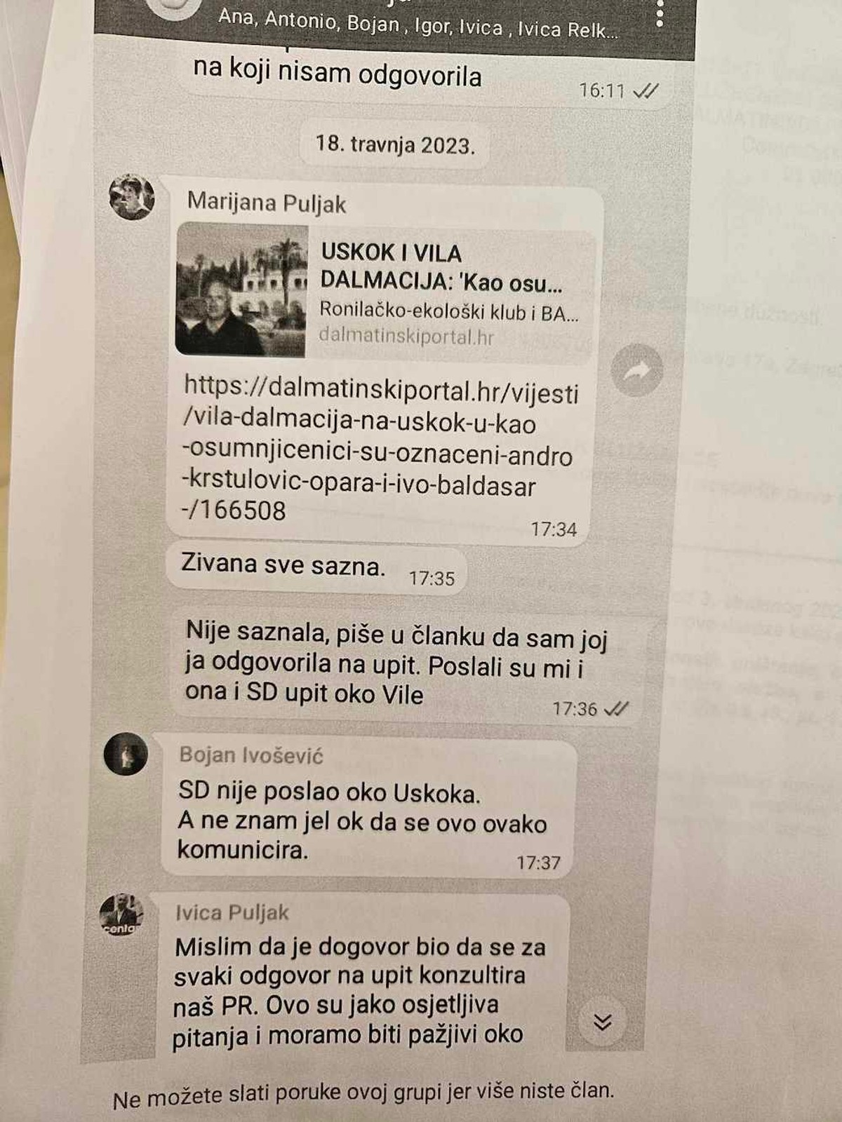 Pročitajte poruke koje su razmjenjivali Puljak, Đerek, Ivošević i Galešić nakon teksta objavljenog na Dalmatinskom portalu