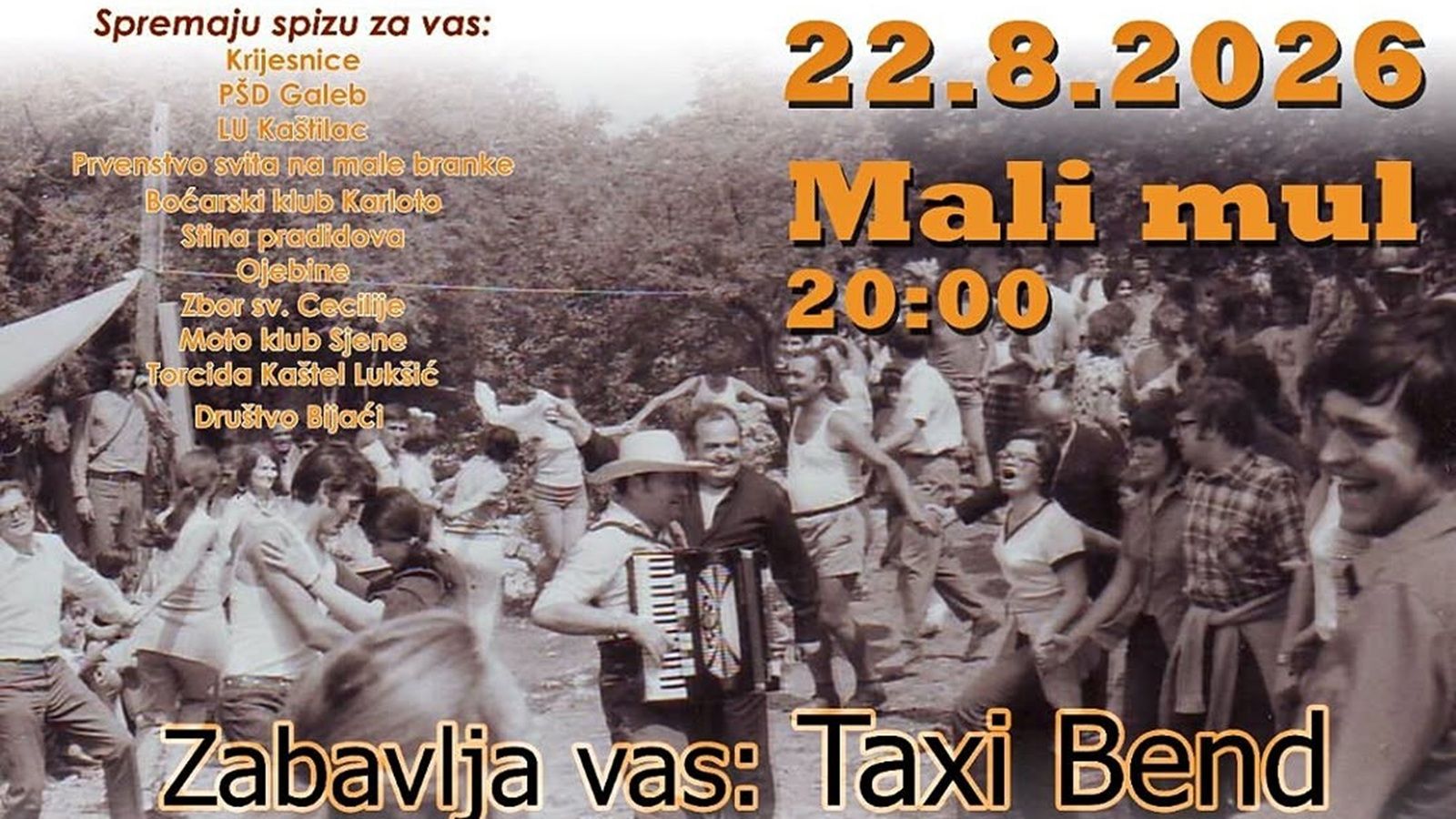 SUBOTA U LUKŠIĆU Pučka fešta uz Taxi bend