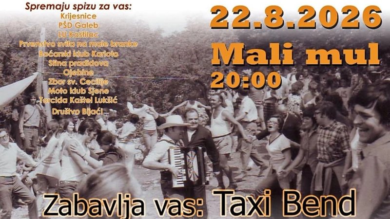 SUBOTA U LUKŠIĆU Pučka fešta uz Taxi bend