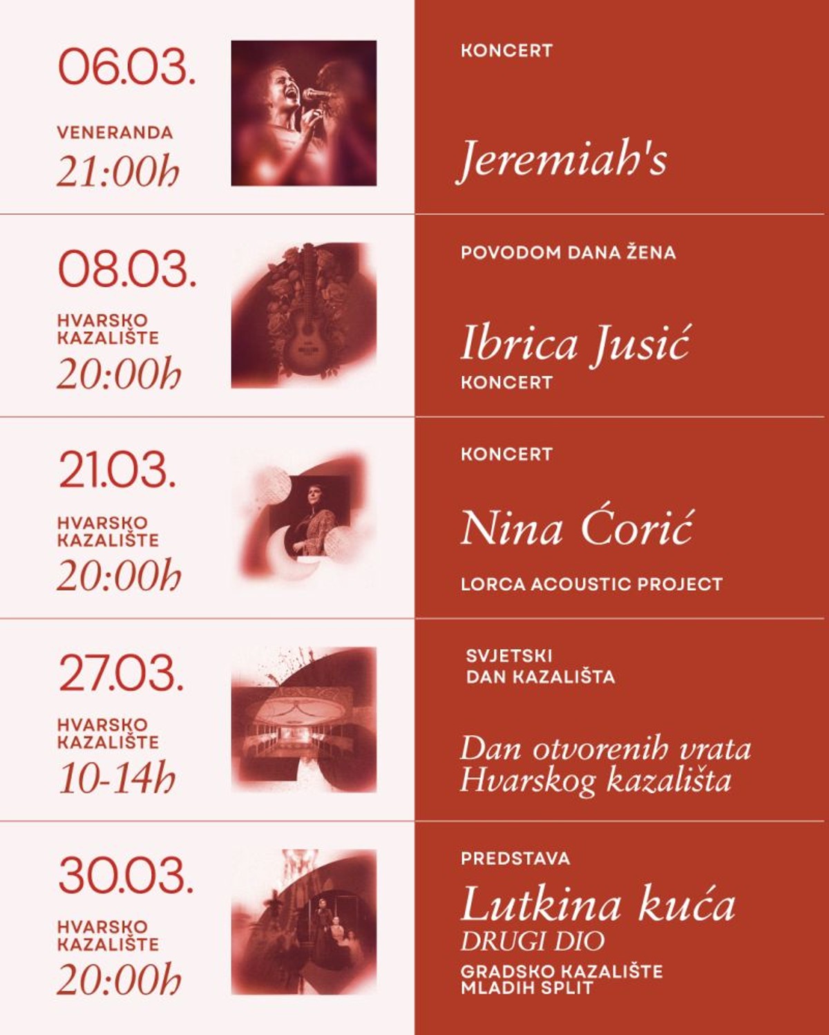 HVAR 1612 Raznolik kulturni program Hvara u ožujku
