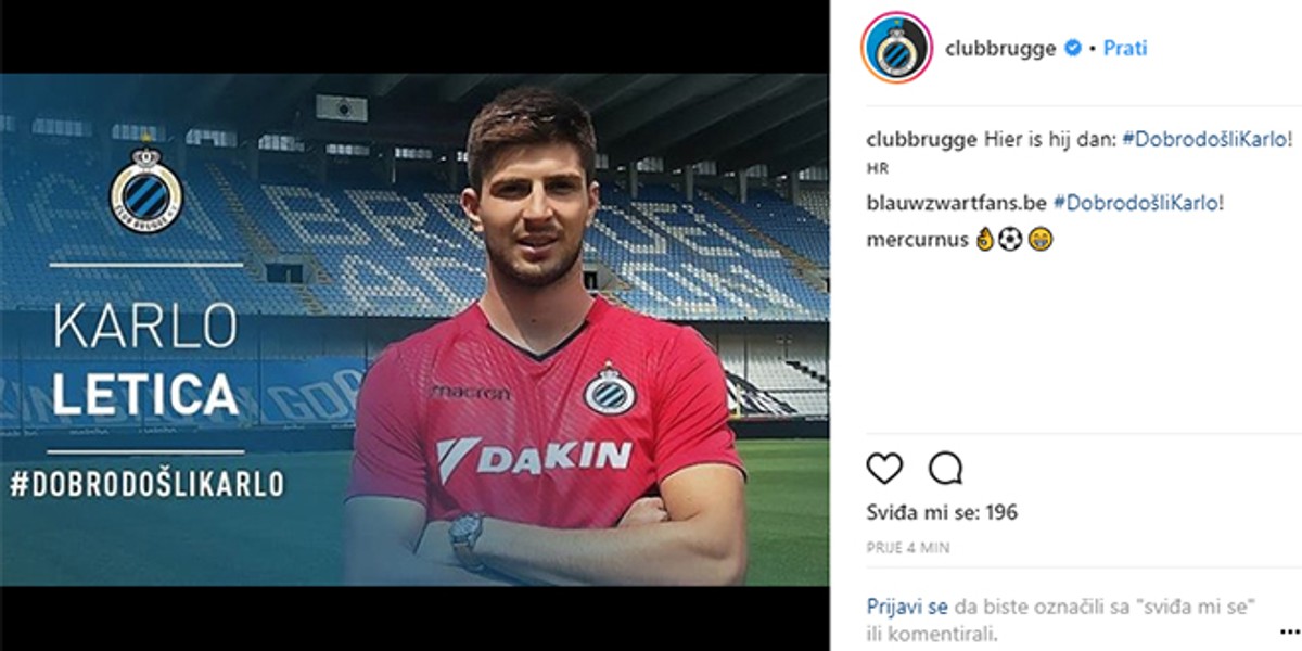 EKSKLUZIVNO: Letica prešao u Club Brugge, Hajduku 3 milijuna eura