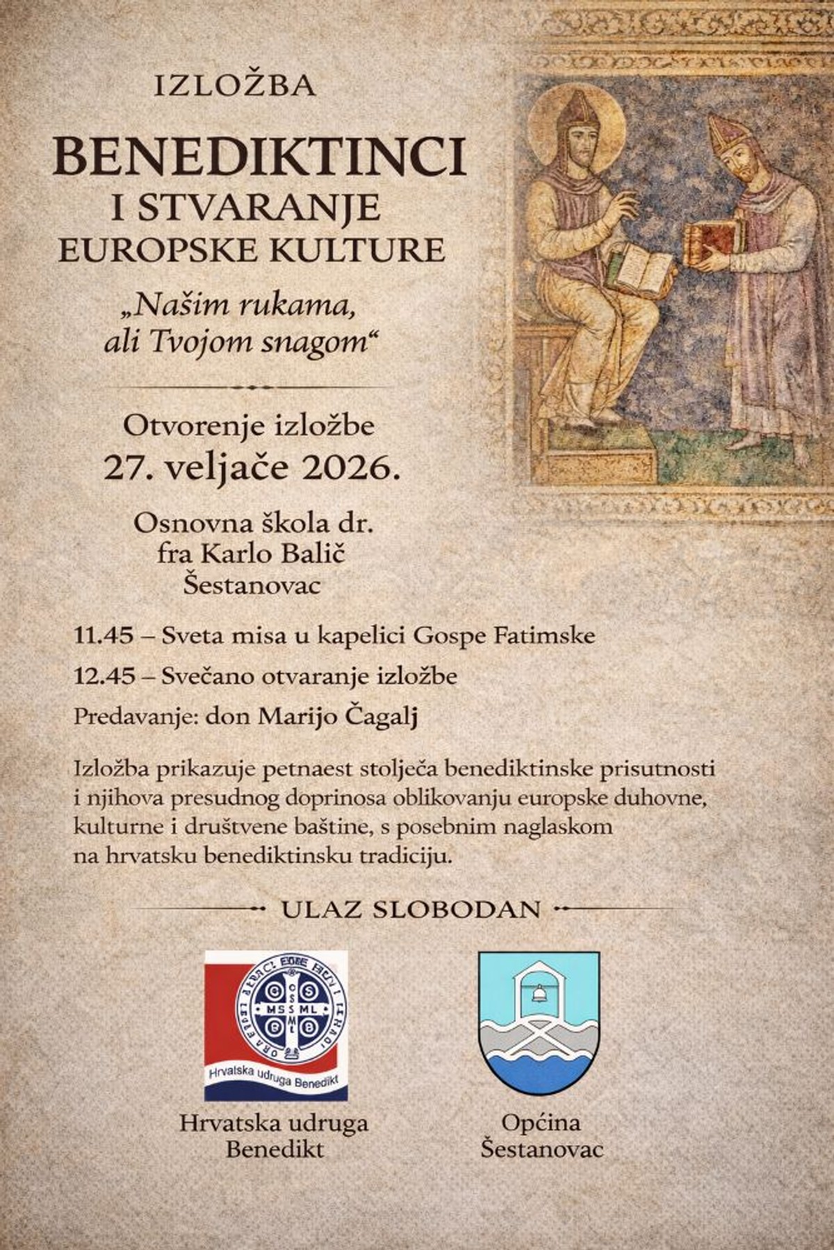 Otvara se izložba 'Benediktinci i stvaranje europske kulture', ulaz besplatan