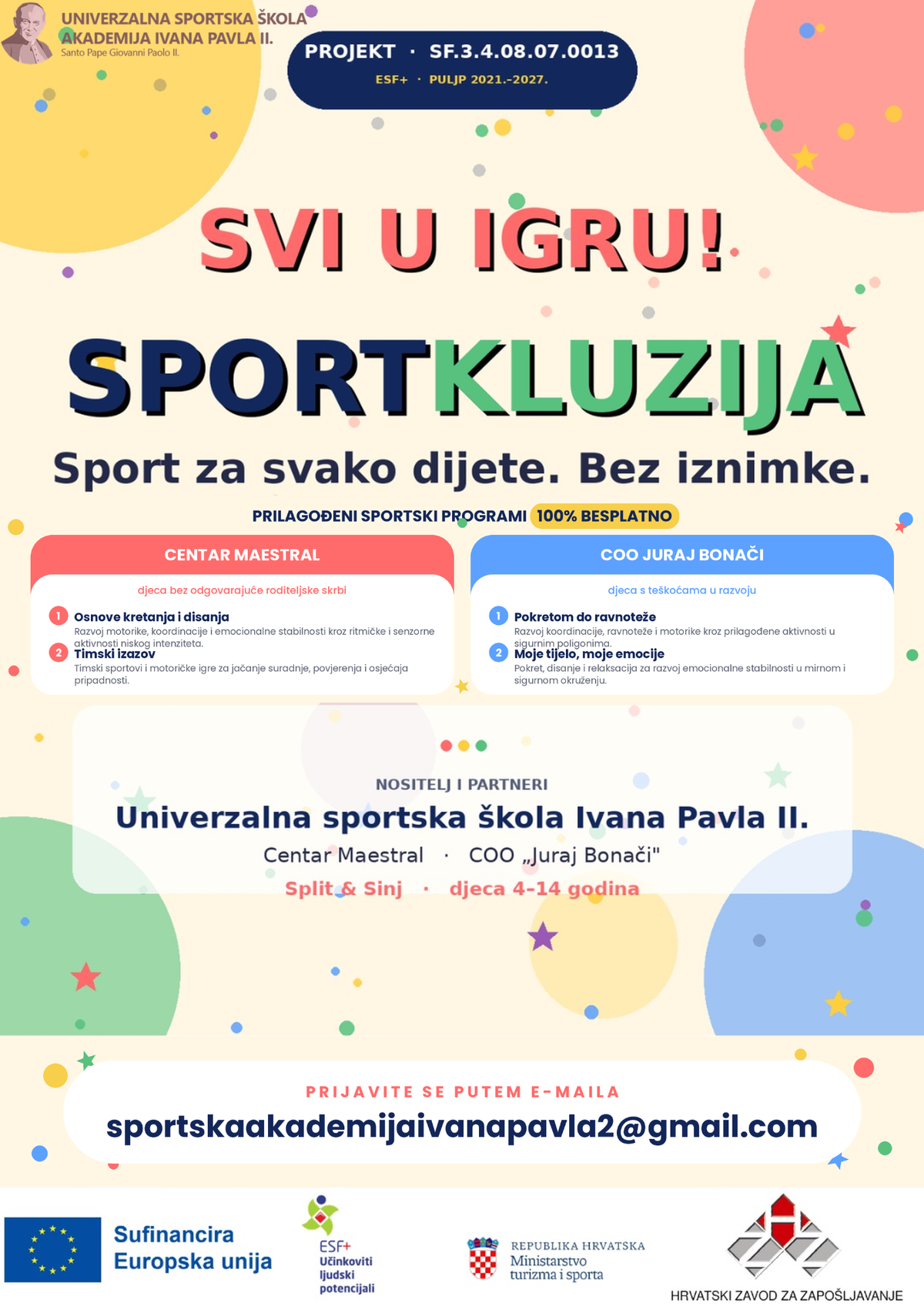 Projekt 'Sportkluzija': Sport za svako dijete, bez iznimke