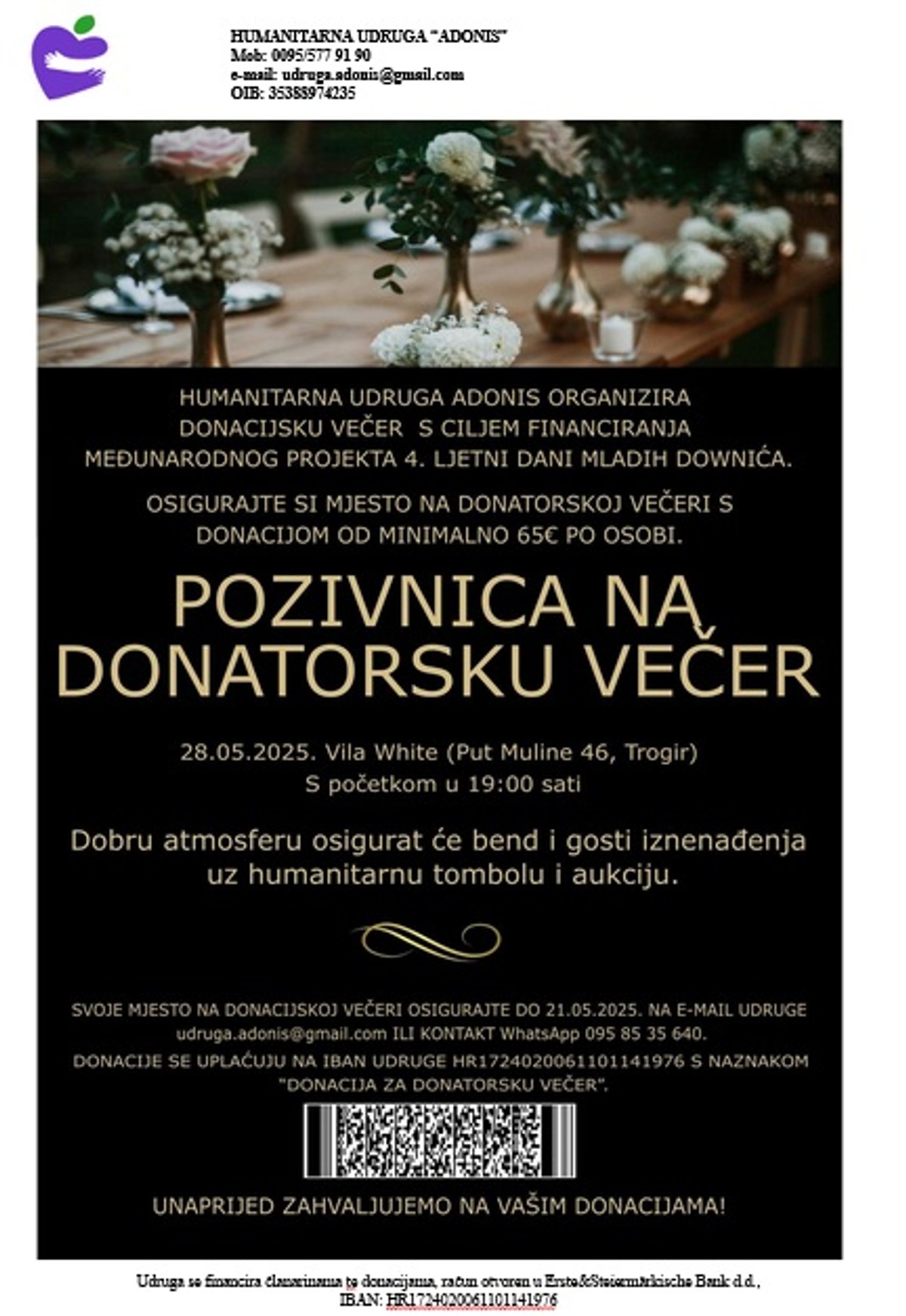 Odazovite se donatorskoj večeri za podršku djeci i mladima s Downovim sindromom