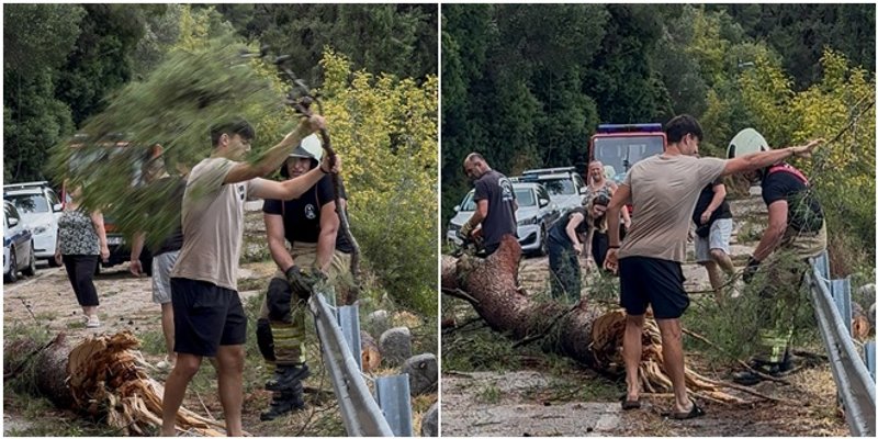 FOTO-UBOD Igrač Hajduka pomagao pri raščišćavanju puta na Marjanu