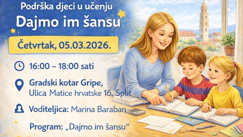 DAJMO IM ŠANSU Podrška djeci u učenju u Splitu