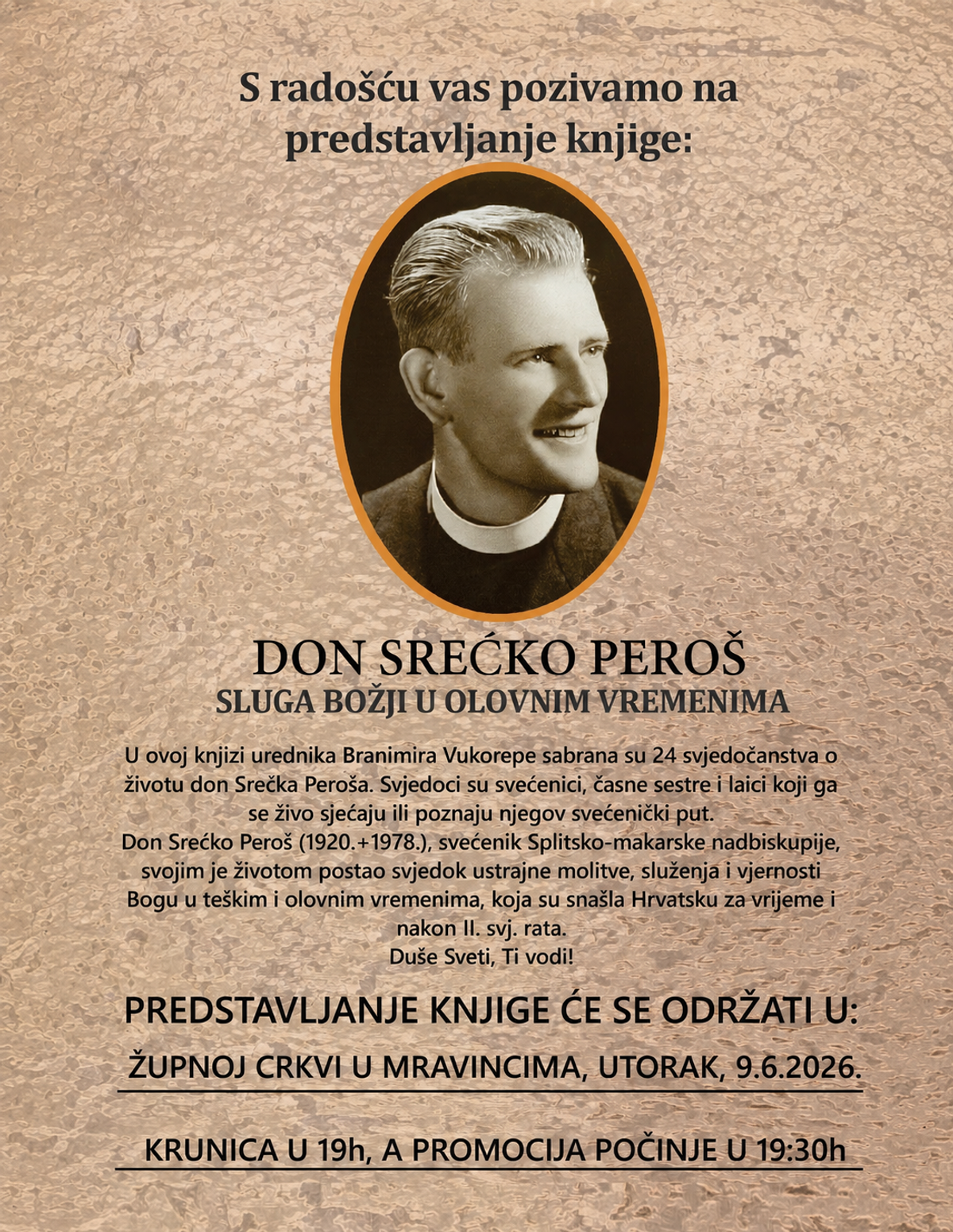 Predstavljanje knjige o don Srećku Perošu u Mravincima