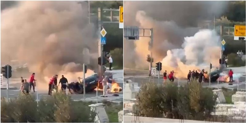 DETALJI TRAGEDIJE U KAŠTELIMA Hondom CBR prošao kroz crveno i prevrnuo tonu i pol težak Audi A4! Oba vozila su se zapalila, a vozači poginuli