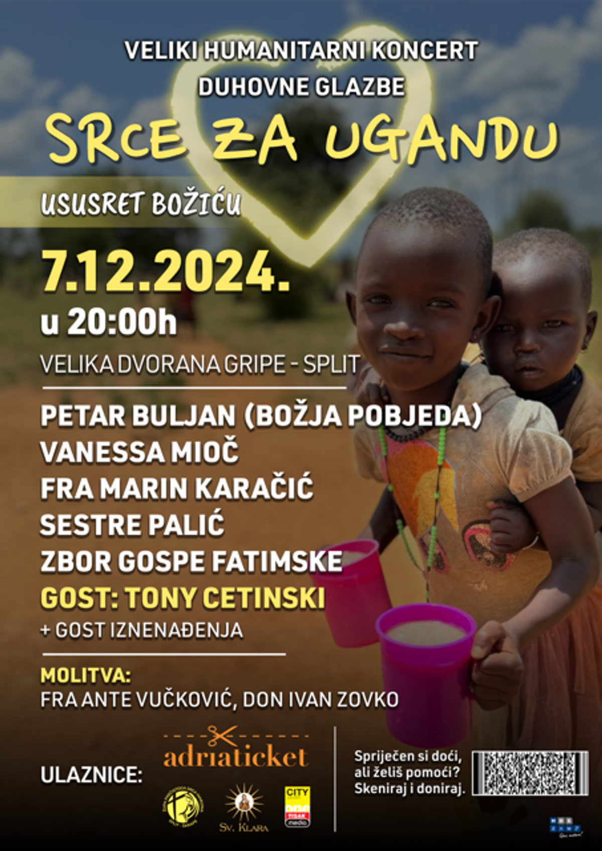 SRCE ZA UGANDU - USUSRET BOŽIĆU Veliki humanitarni koncert duhovne glazbe na Gripama