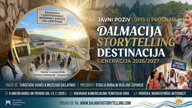 Objavljen javni poziv za novu generaciju interpretatora baštine: Postanite dio programa 'Dalmacija storytelling destinacija'