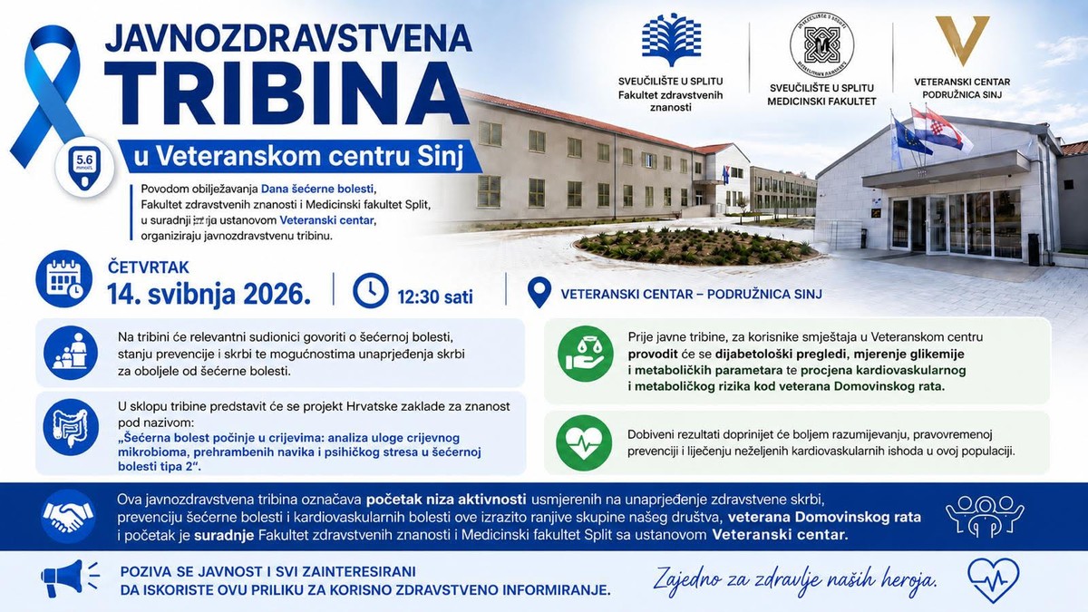 Dijabetološki pregledi za veterane Domovinskog rata i informiranje o šećernoj bolesti za sve zainteresirane u Sinju