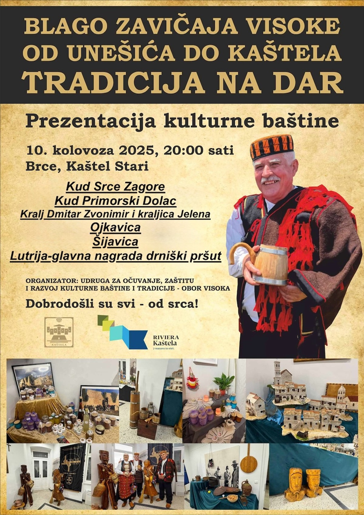 TRADICIJA NA DAR Večer posvećena baštini Dalmatinske zagore u Kaštelima