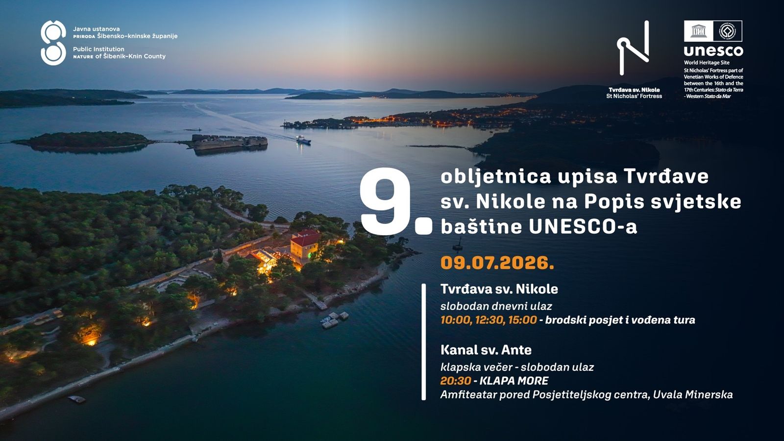 Deveta obljetnica UNESCO-ova priznanja Tvrđavi sv. Nikole: Besplatan program za građane i posjetitelje
