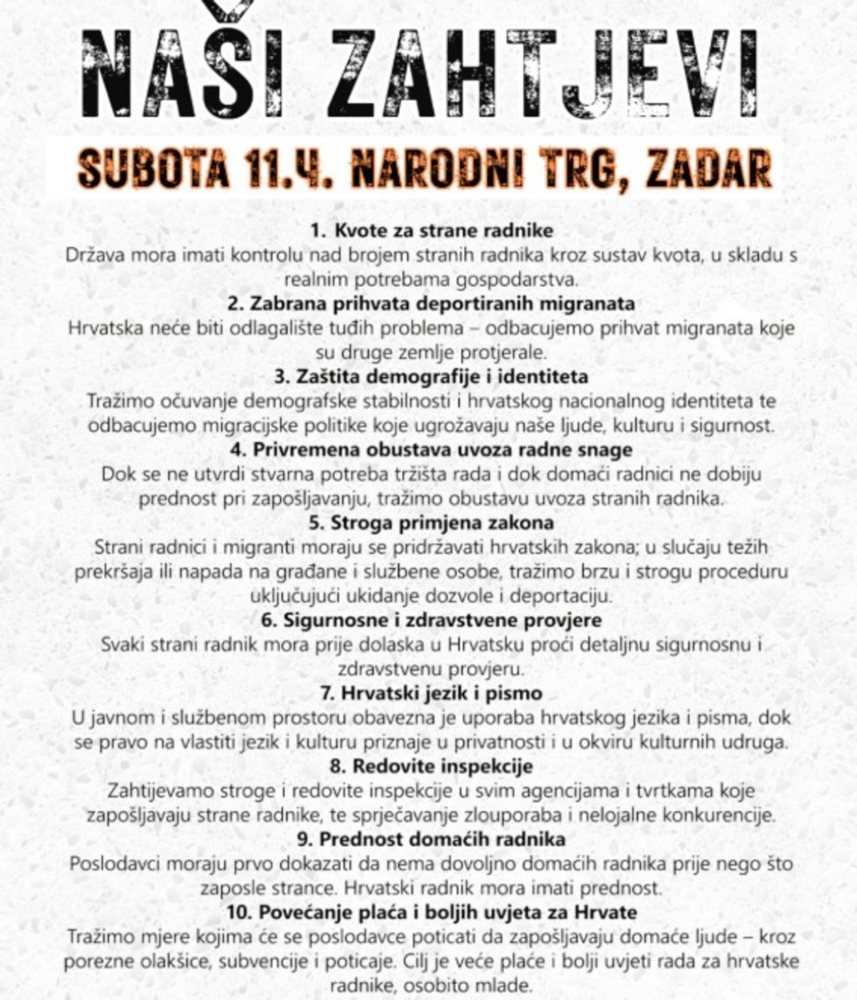 Objavljeno tko će govoriti na novom prosvjedu 'Za spas hrvatske kulture - NE zamjeni stanovništva'