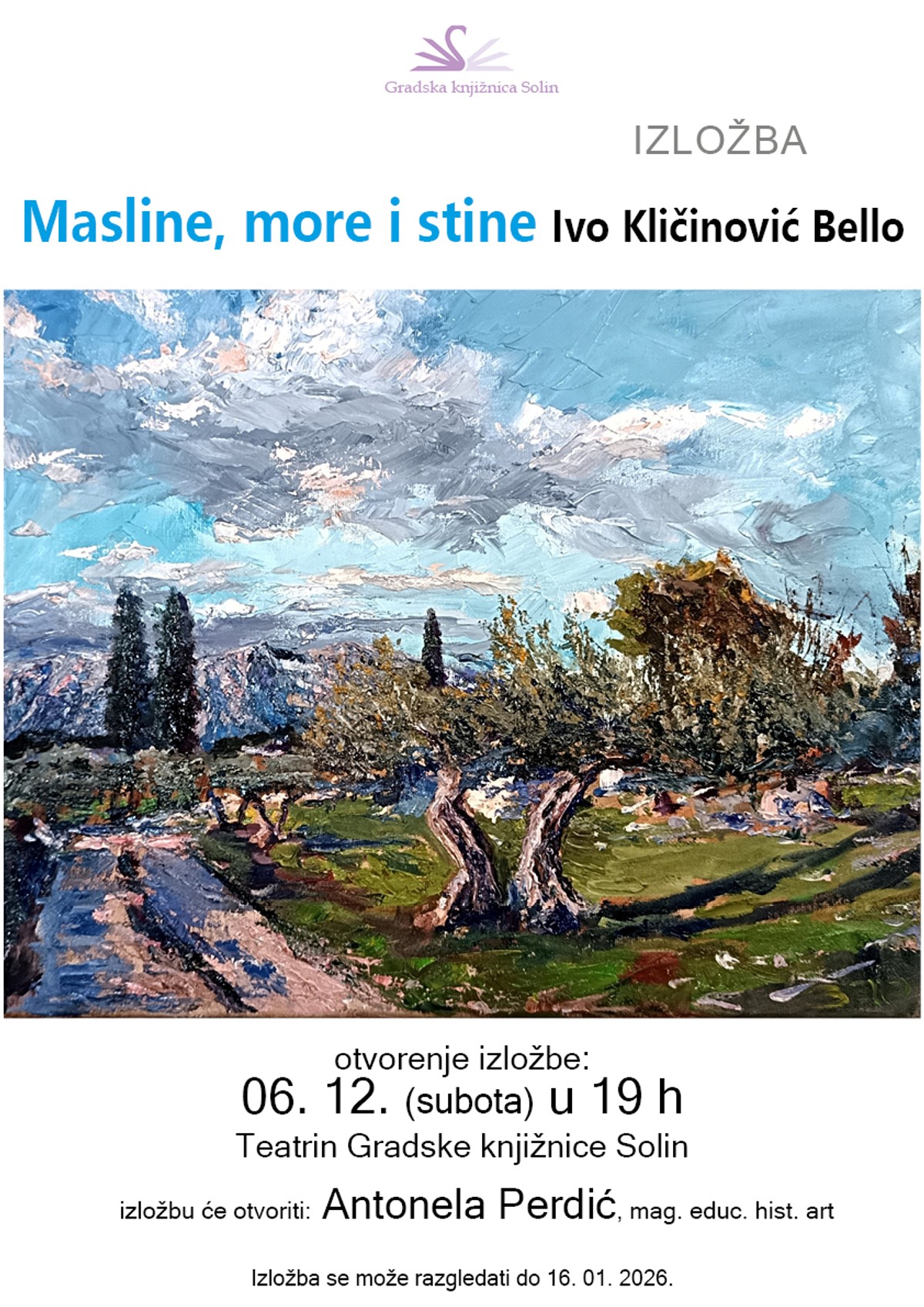 GK SOLIN Otvara se izložba 'Masline, more i stine' akademskog slikara Ive Kličinovića Bella