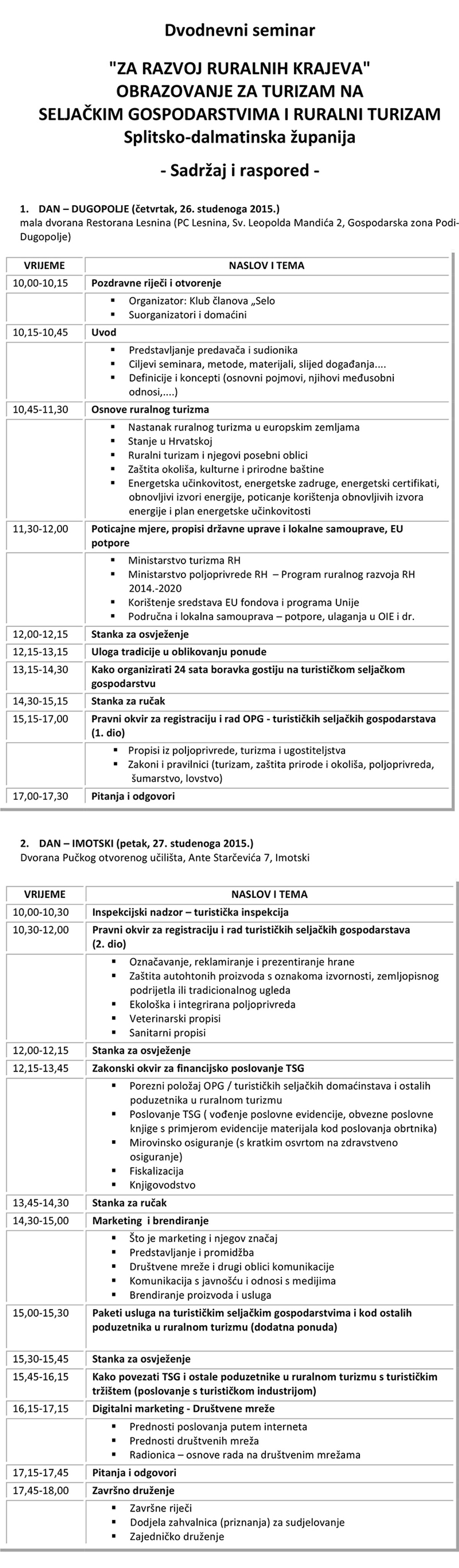 Prijavite se na besplatni seminar za razvoj ruralnih krajeva