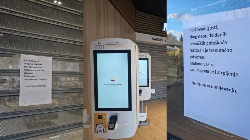 Zbog 'nepredviđenih tehničkih poteškoća' zatvoren McDonald's na Poljičkoj