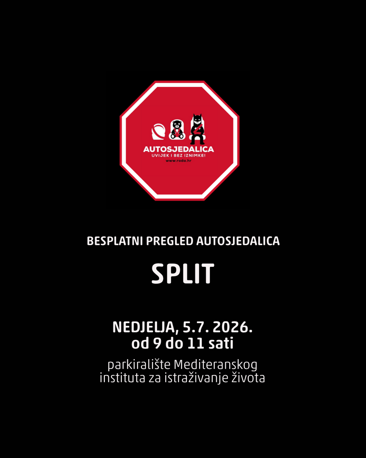 OVE NEDJELJE Besplatan pregled dječjih autosjedalica u Splitu