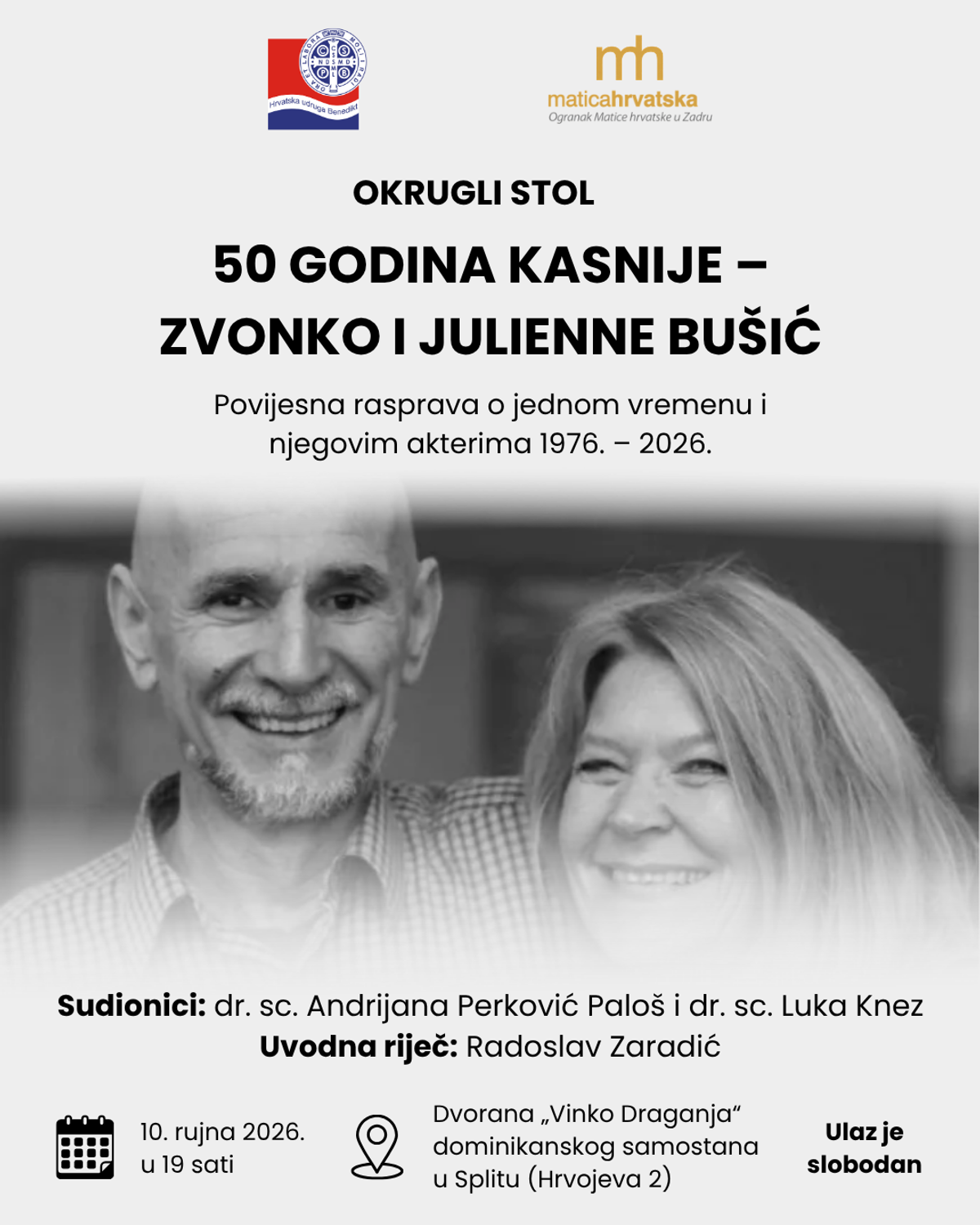 Pola stoljeća poslije: U Splitu se održava znanstveni okrugli stol o Zvonku i Julienne Bušić