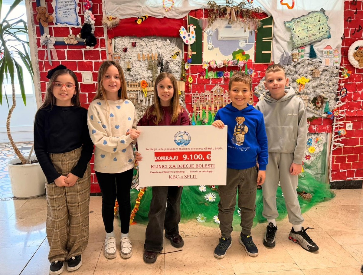 Učenici i djelatnici OŠ Bol donacijom pomogli malim pacijentima splitske bolnice