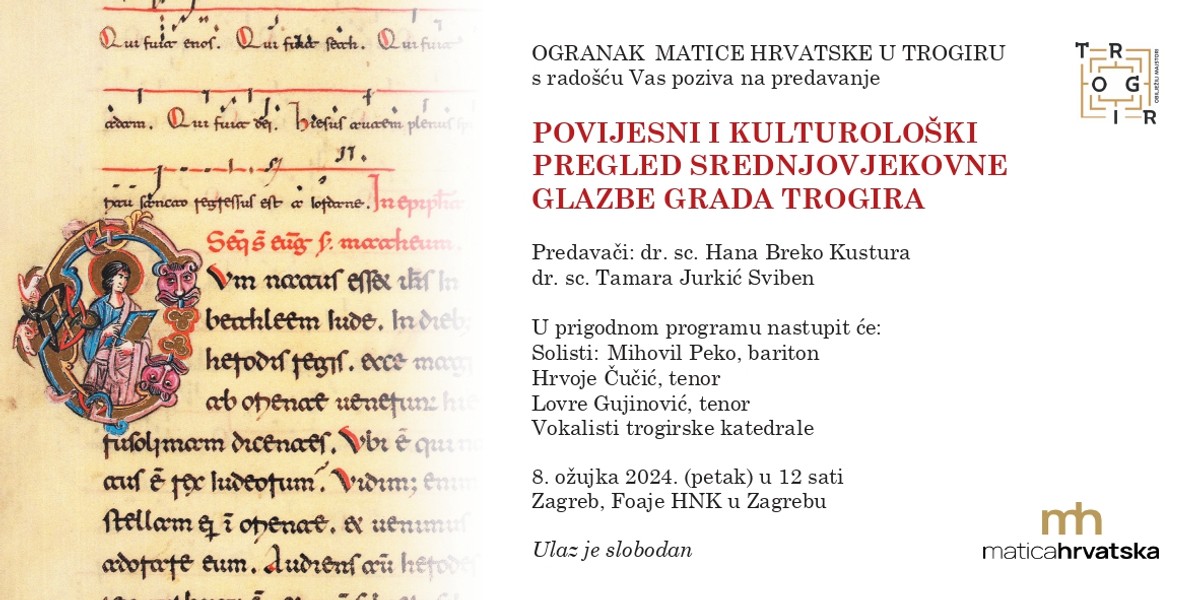 MATICA HRVATSKA Predstavljanje trogirske sakralne baštine u Zagrebu