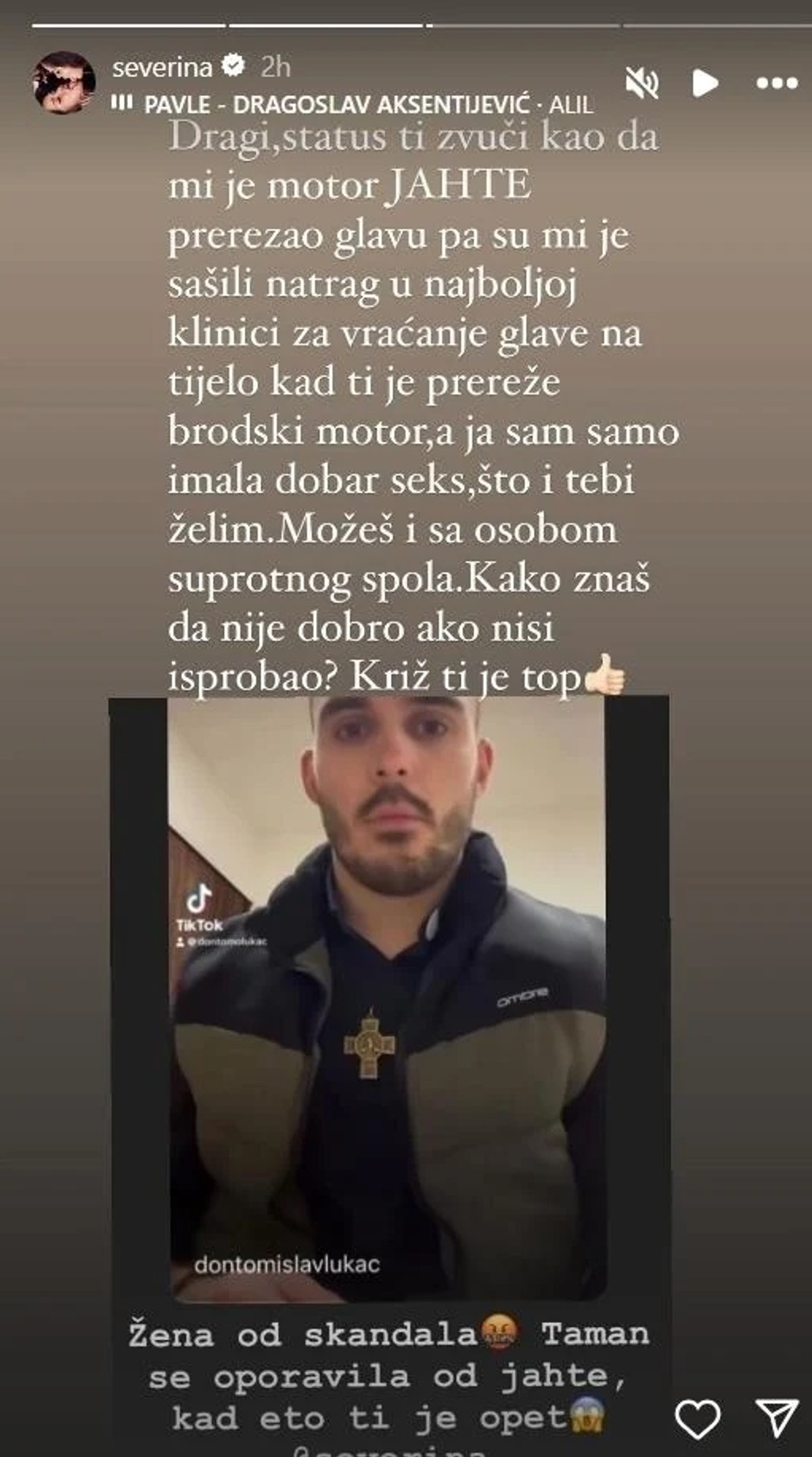 SEVERINA ODGOVORILA SVEĆENIKU TIKTOKERU: Želim ti dobar seks, može i s osobom suprotnog spola