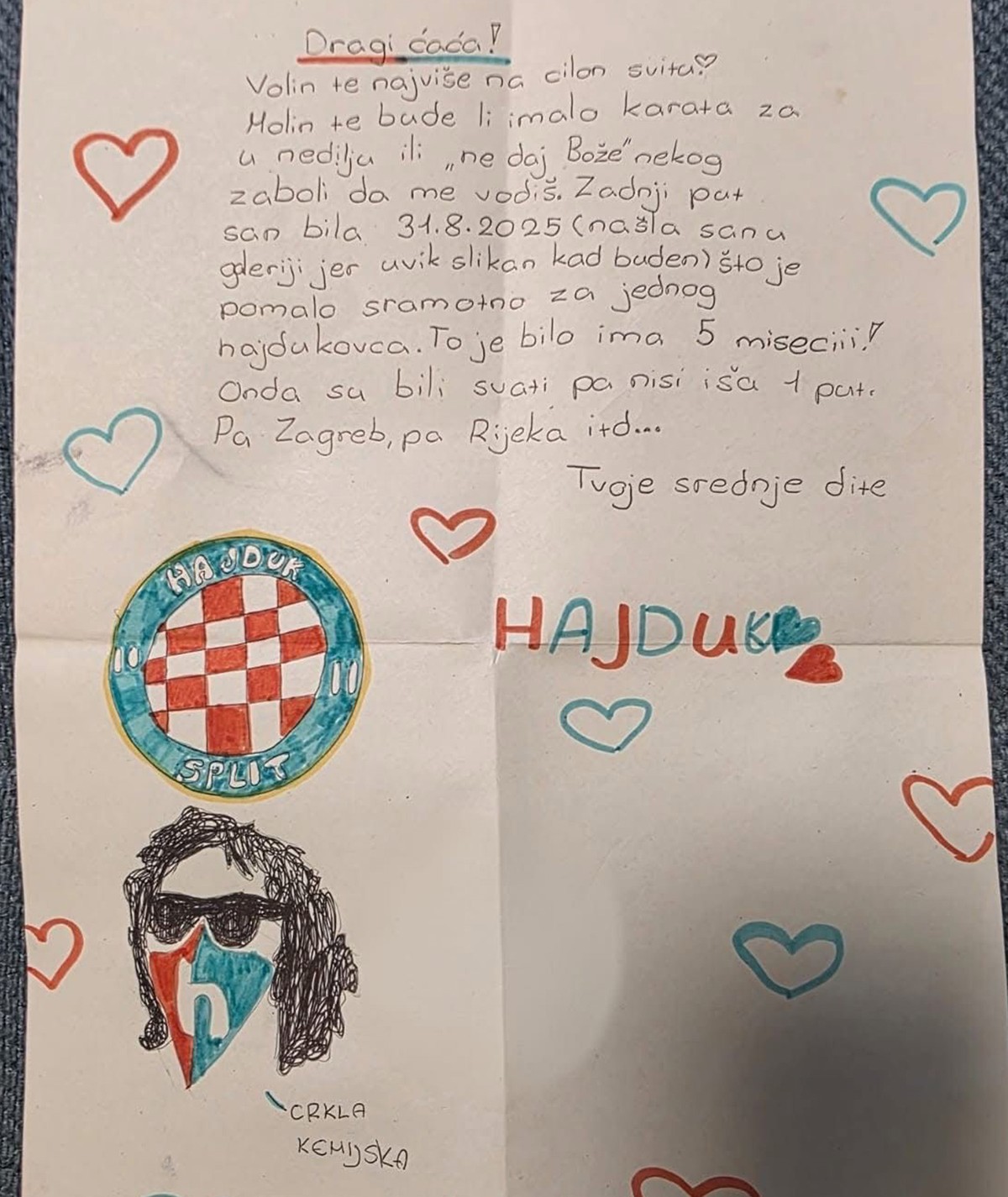 TO MOŽE SAMO HAJDUK: Otac je dobio pismo koje kida dušu, uslijedio je scenarij kao iz filma