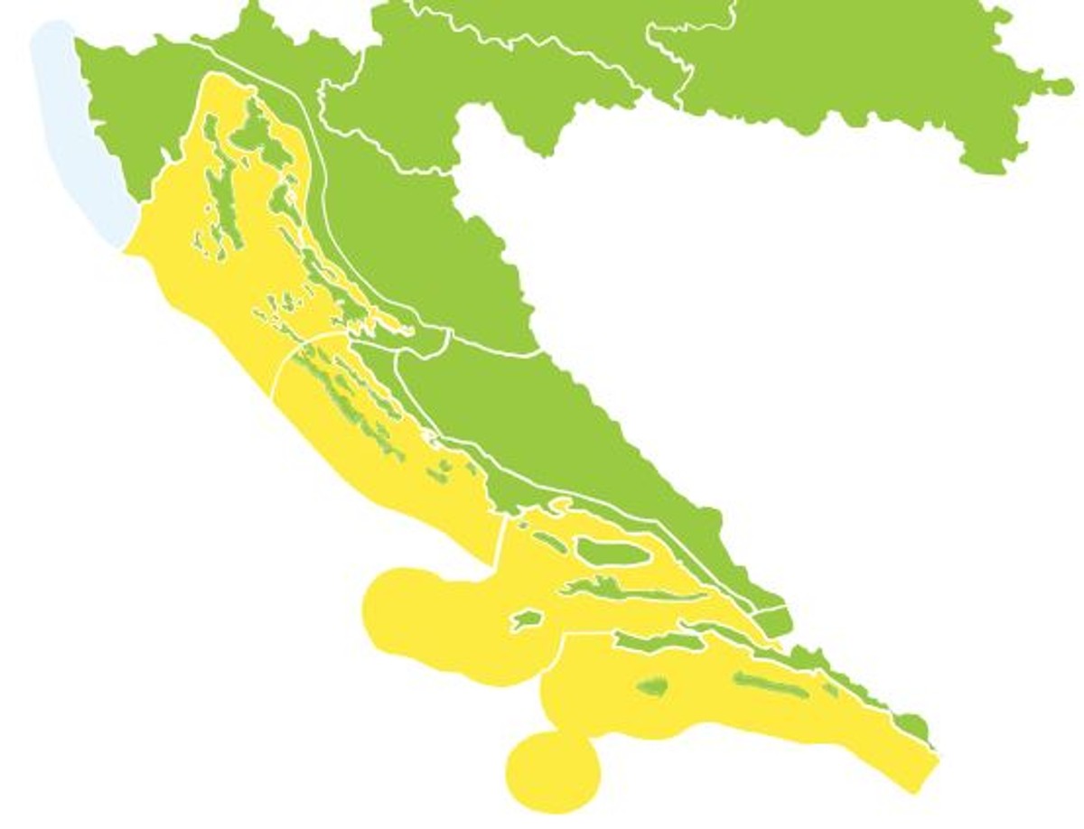 Žuto upozorenje i sutra za obalu