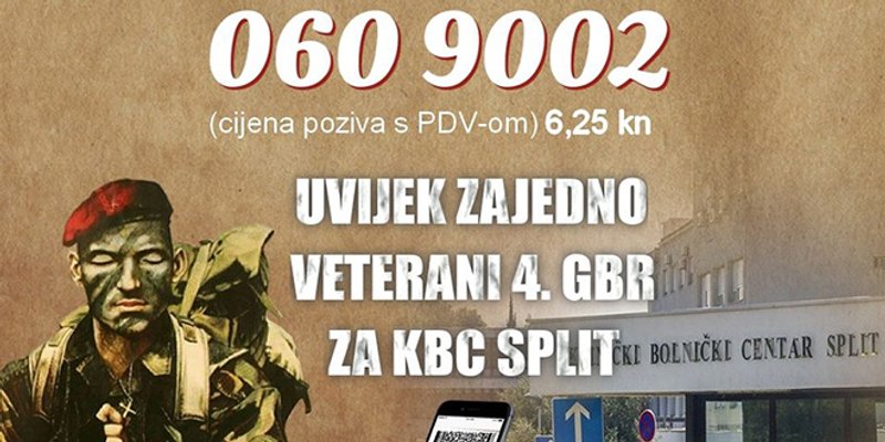 Veterani Četvrte za splitsku bolnicu: Aktiviran je i humanitarni broj, donirajte (bar) 6,25 kuna