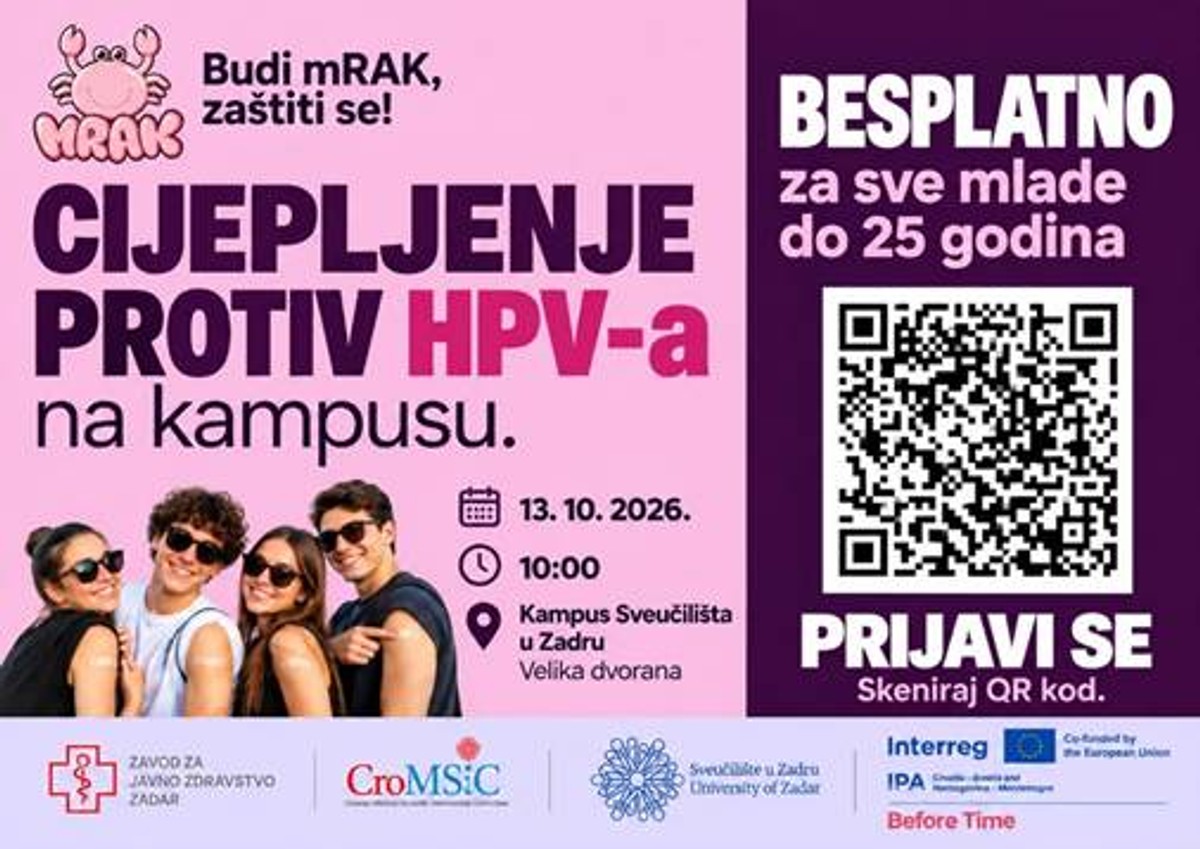  Besplatno cijepljenje studenata protiv raka na zadarskom kampusu