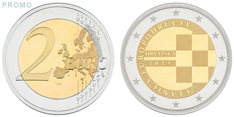 Prigodna kovanica od 2 eura 'Članica europodručja' 2023. polirana ploča / foto: Branimir Kralj
