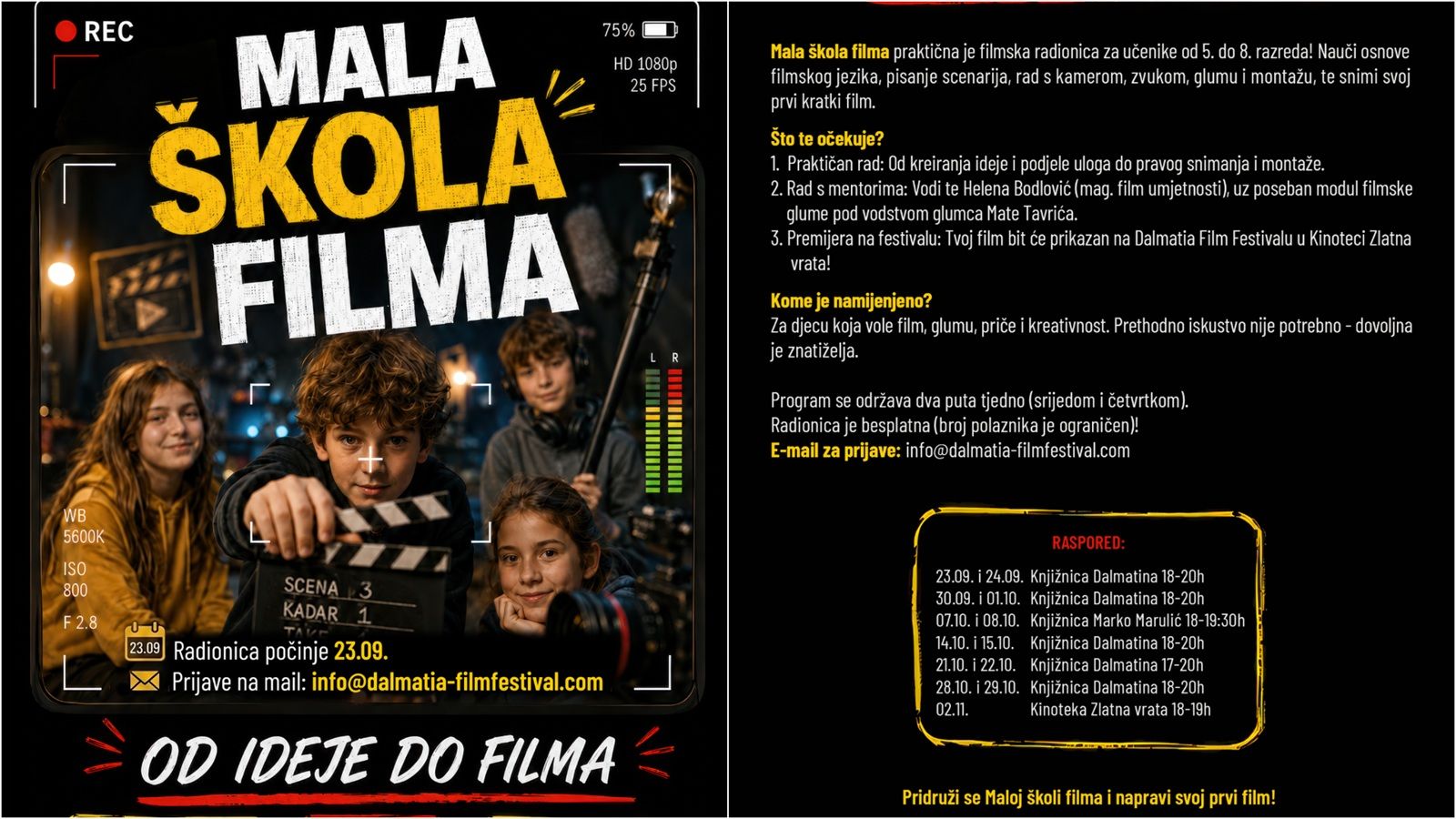 Otvorene su prijave za Malu školu filma u Splitu: Osnovnoškolci će snimiti vlastiti kratki film