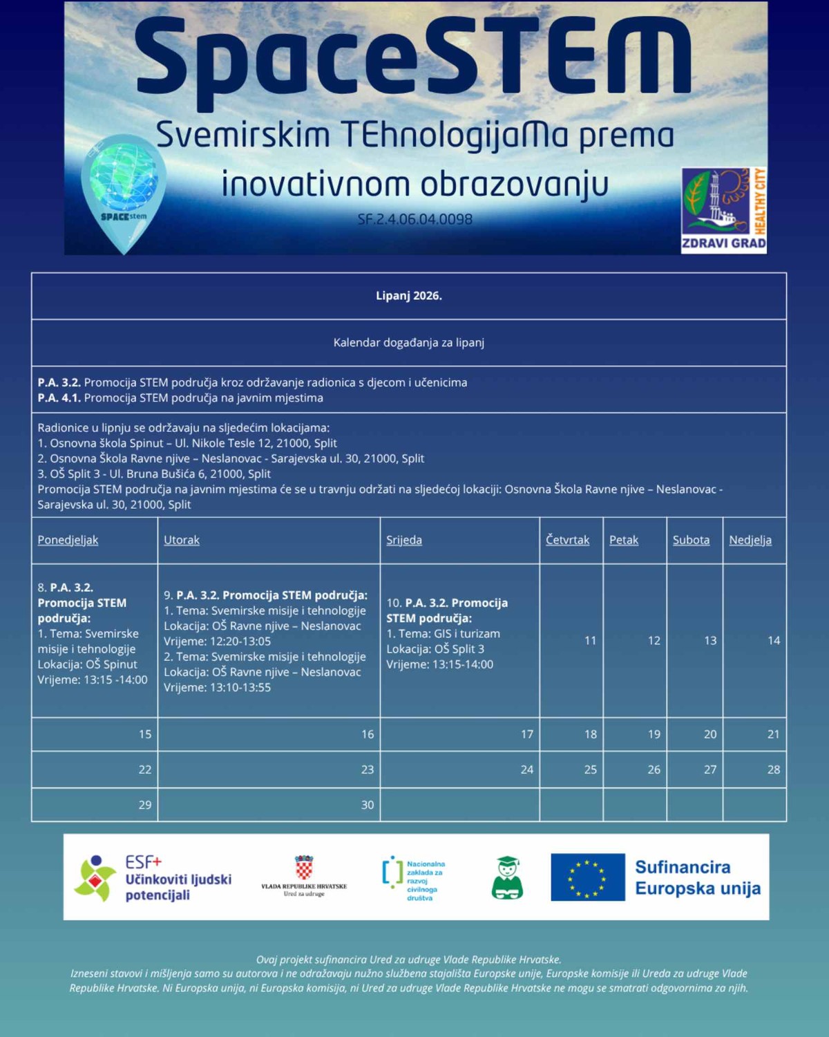 SpaceSTEM u lipnju: Svemirske misije i tehnologije budućnosti za osnovnoškolce