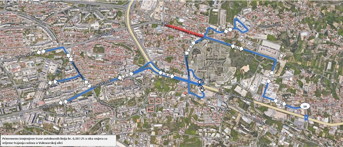 Zbog radova u Vukovarskoj mijenjaju se trase Prometovih linija 6, 18 i 25