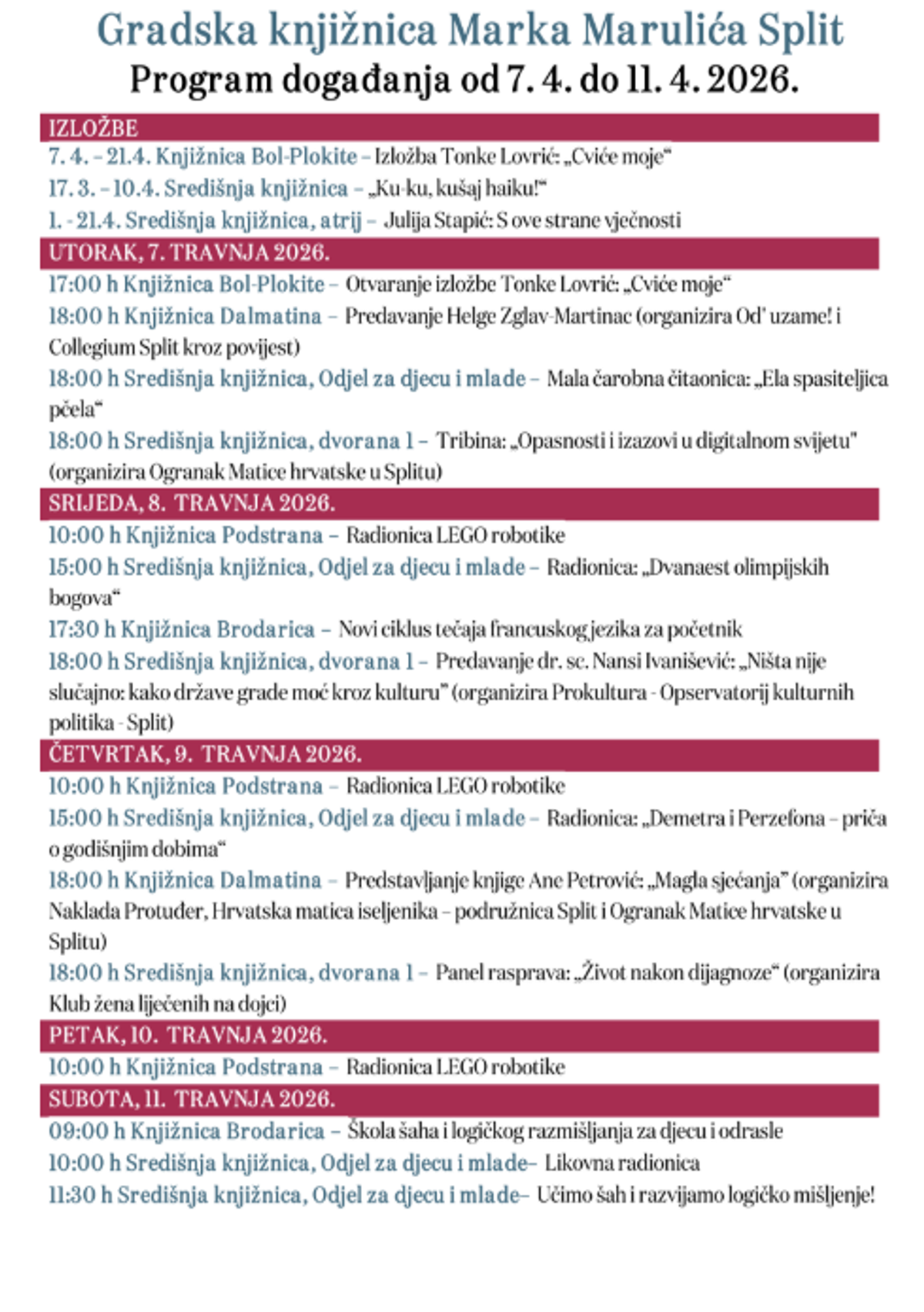 Provjerite što idućeg tjedna priprema GKMM u Splitu