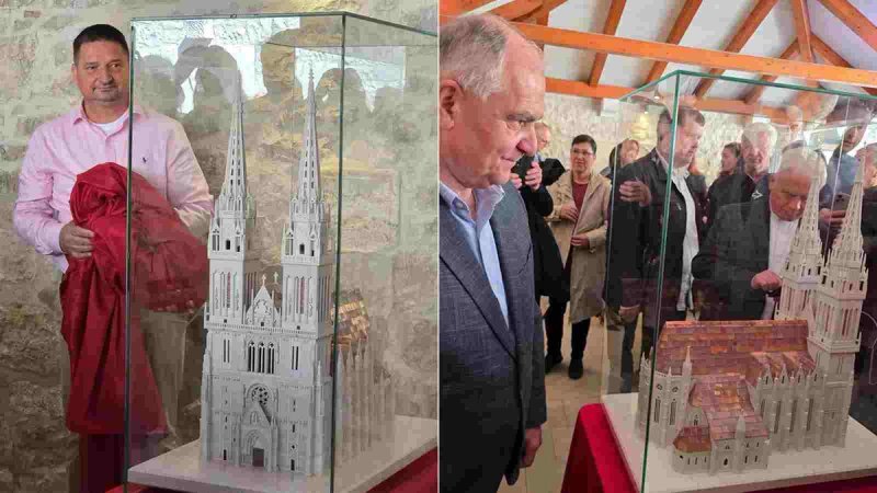FOTO Predstavljena minijaturna Zagrebačka katedrala u Pučišćima, evo kako izgleda