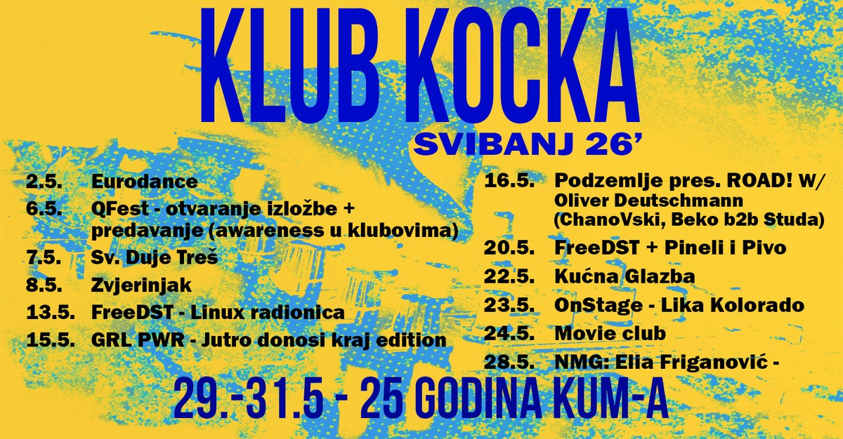 Svibanjski program u spllitskom klubu Kocka