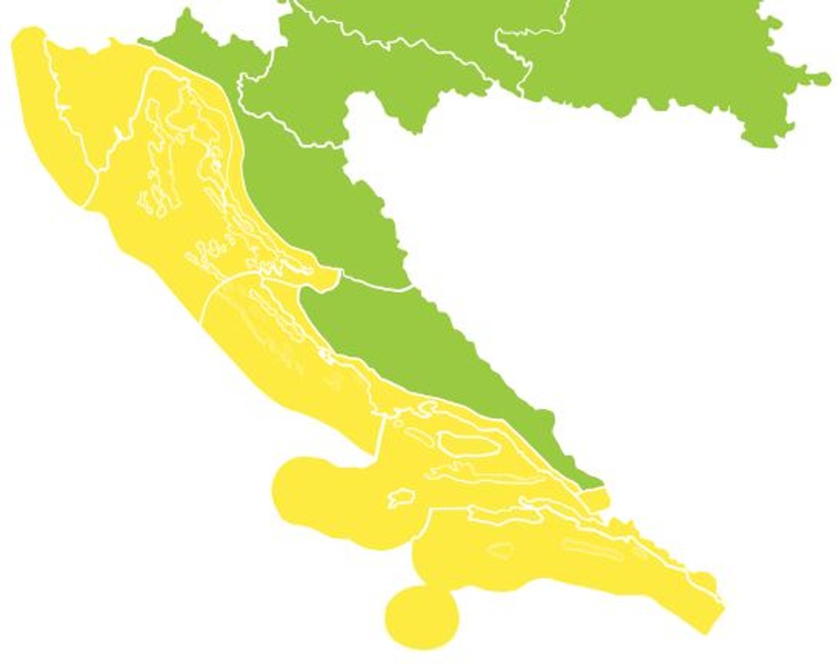 Cijela obala sutra pod žutim upozorenjem