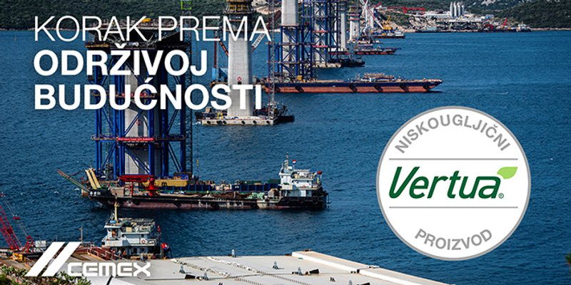 CEMEX pruža rješenja s nižom ugljičnom emisijom iz svoje obitelji Vertua® za jedan od najvećih regionalnih infrastrukturnih projekata - Pelješki most