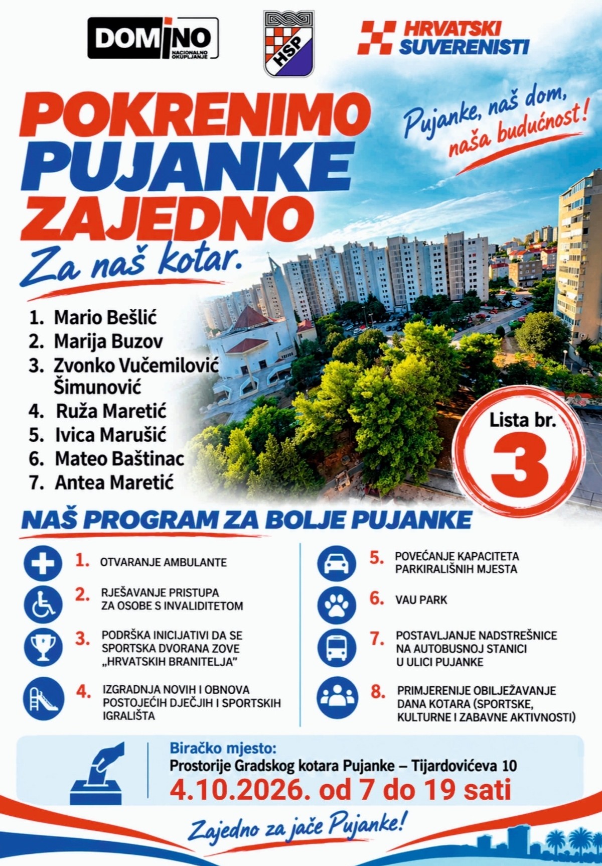 Ponavljaju se izbori na Pujankama: Lista HSP-a predstavila program za gradski kotar