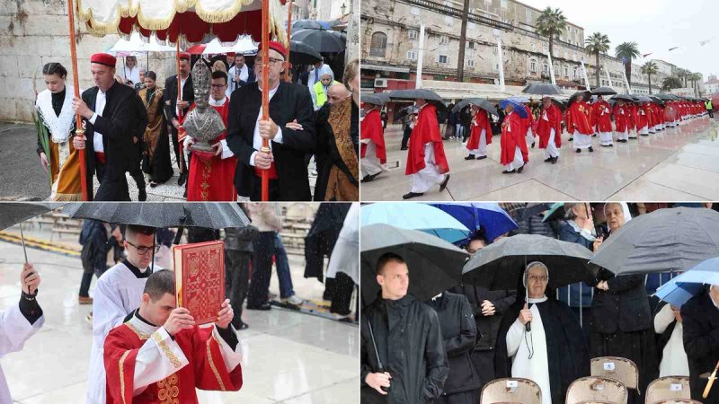 VELIKA FOTOGALERIJA Unatoč kiši mnogi vjernici hodočasnici sudjelovali u proslavi Sv. Dujma