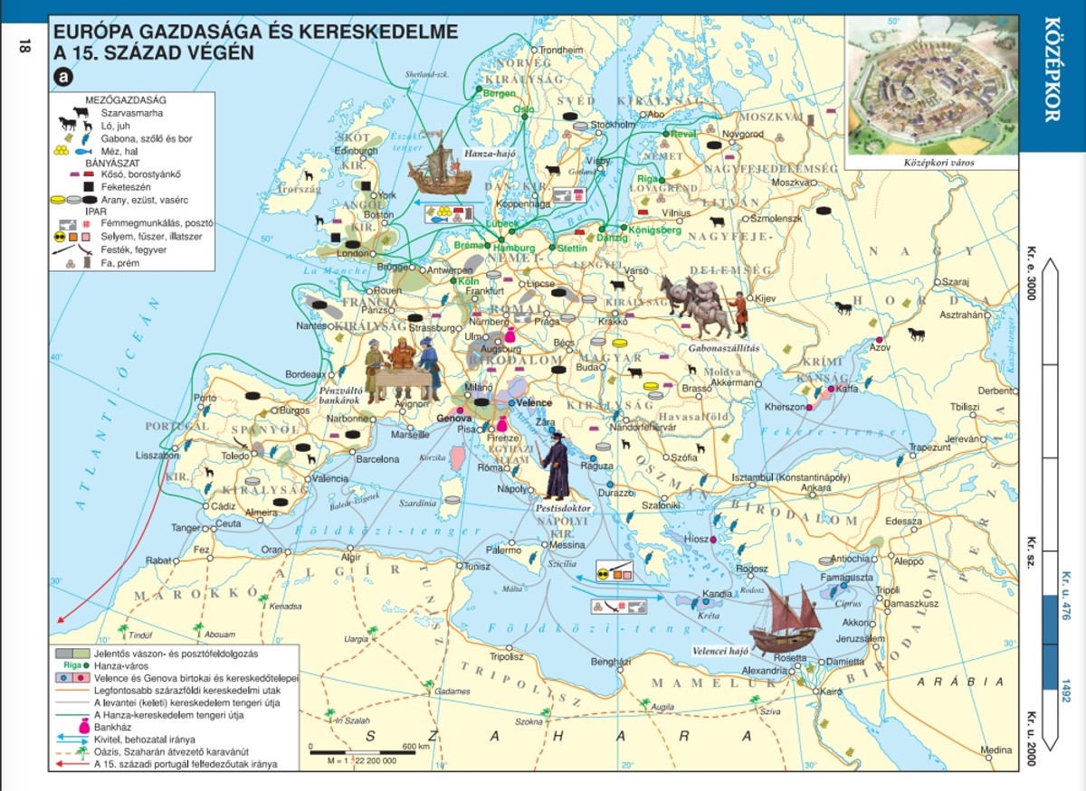 Atlas za SŠ, str. 18. - Mađarsko Kraljevstvo u 13. st. Bijeg Bele IV. Pred Tatarima u Trogir
