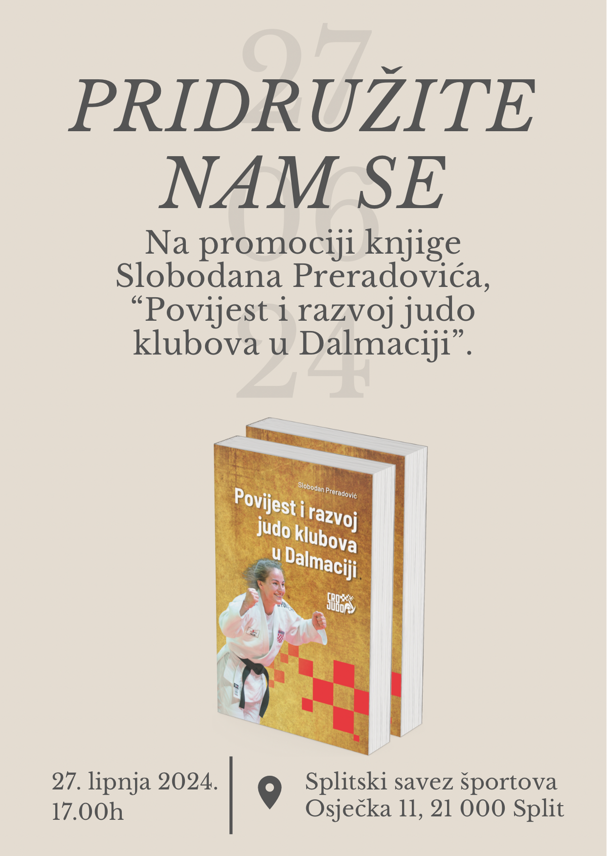 SPLITSKI SAVEZ SPORTOVA Promocija knjige 'Povijest i razvoj judo klubova u Dalmaciji' autora Slobodana Preradovića