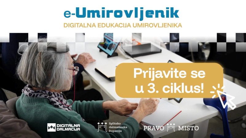 Otvorene prijave za treći ciklus županijske digitalne edukacije e-Umirovljenik