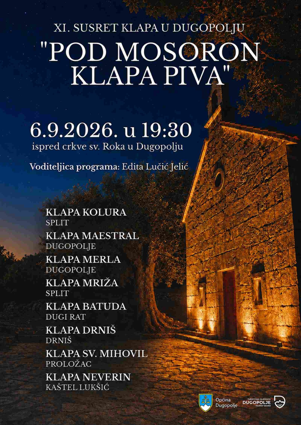 Klapska večer podno Mosora: U Dugopolju se okupljaju poznate dalmatinske klape