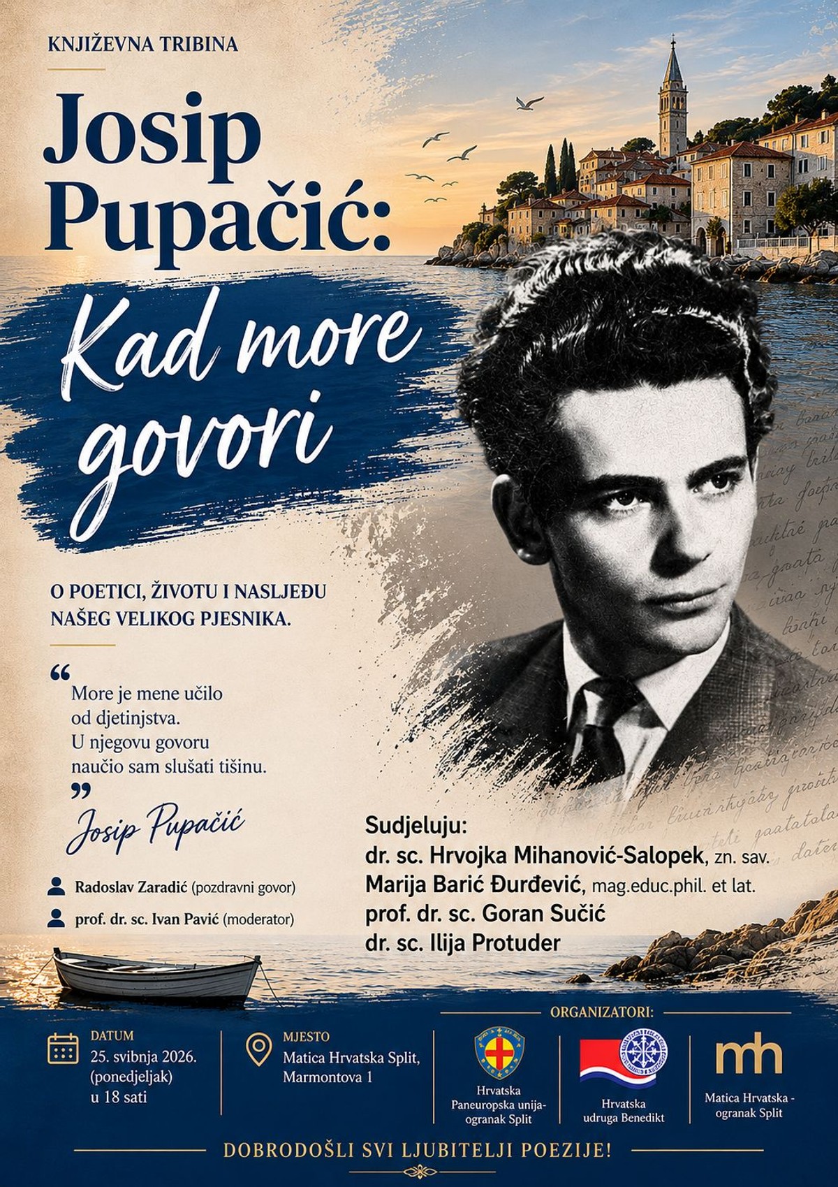 Organizira se književna tribina posvećena Josipu Pupačiću