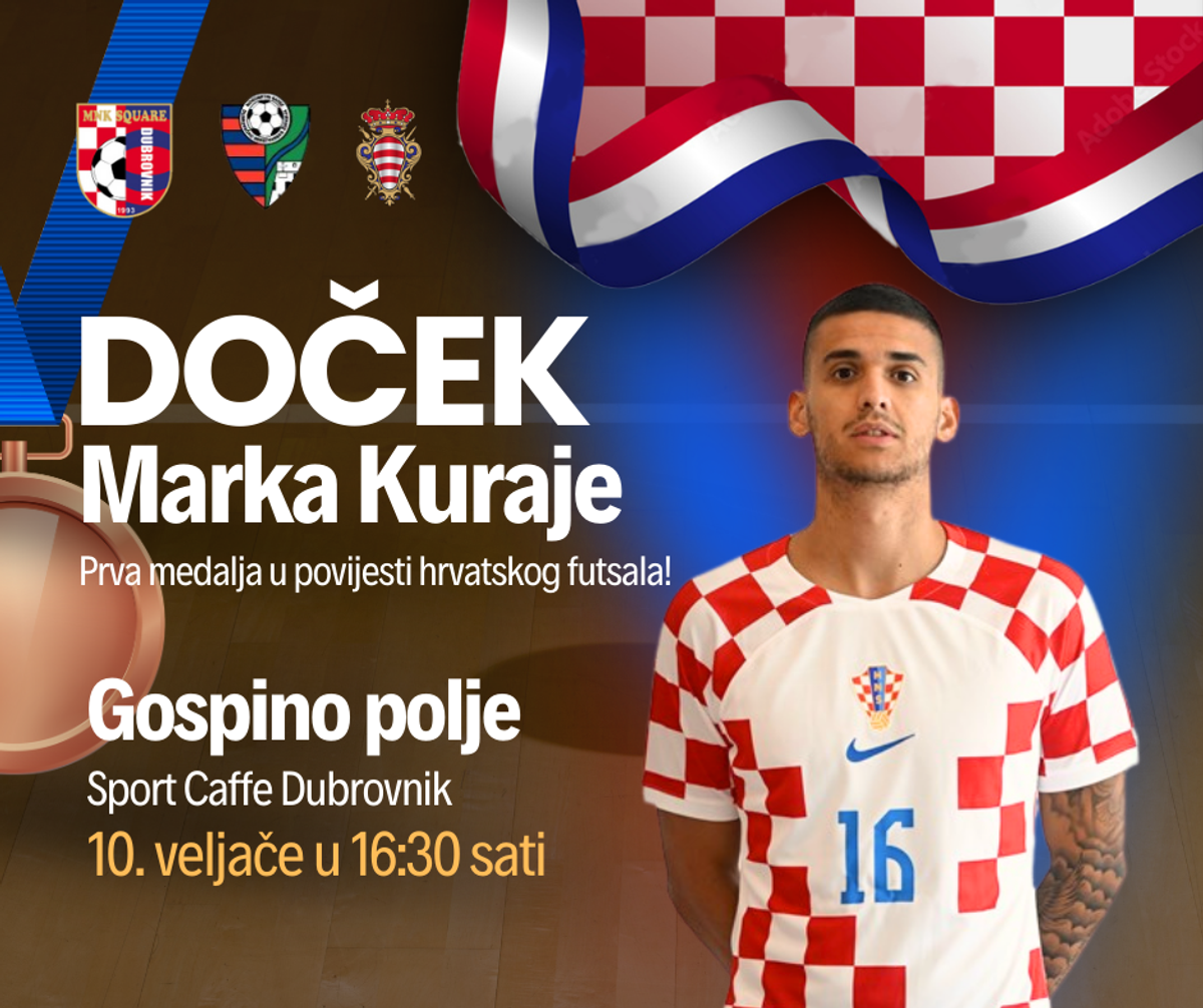 SVI U GOSPINO POLJE Doček Marka Kuraje - brončanog reprezentativca Hrvatske u futsalu