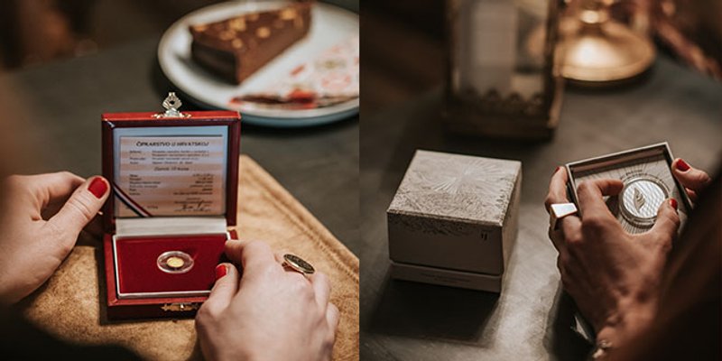 Zlatnik 'Čipkarstvo u Hrvatskoj' isrebrna medalja 'Krizma'