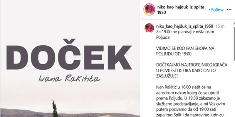 Za Rakitića se u Splitu organizira i doček