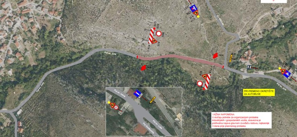 Izmjena prometne regulacije u Žrnovnici, jedna će se cesta potpuno zatvoriti